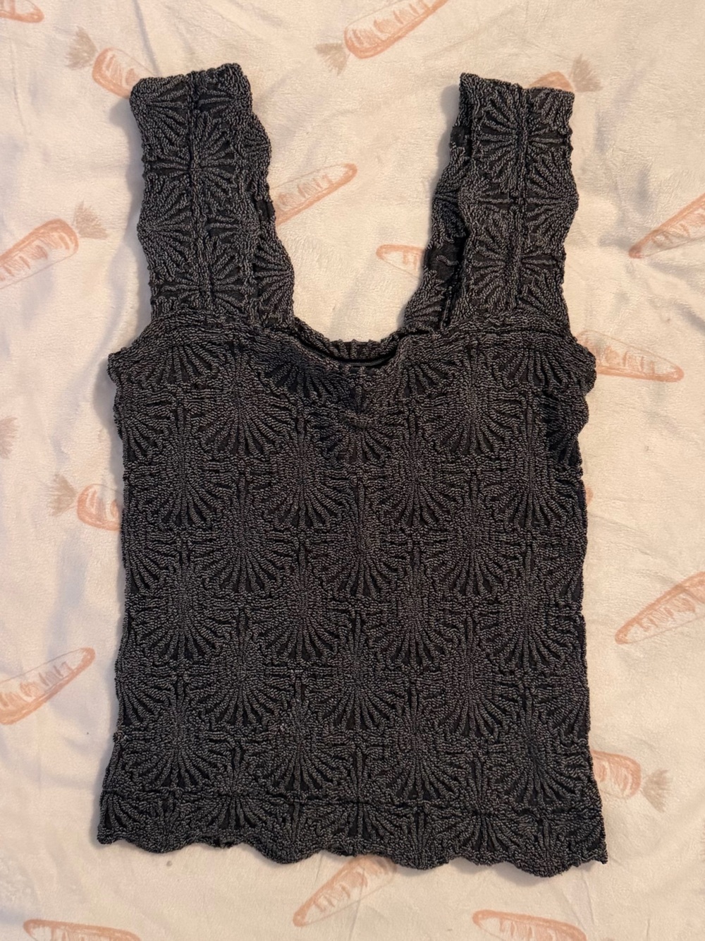 Free People Black Crochet Textured Tank